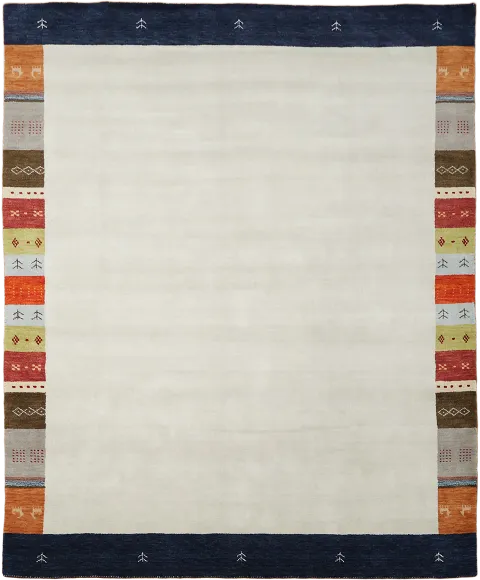 Contemporary Gabbeh Area Rug with Colorful Border 8x10