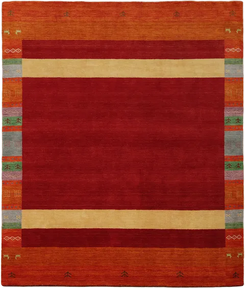 Vibrant Gabbeh Area Rug in Rich Red & Orange Hues 8x10