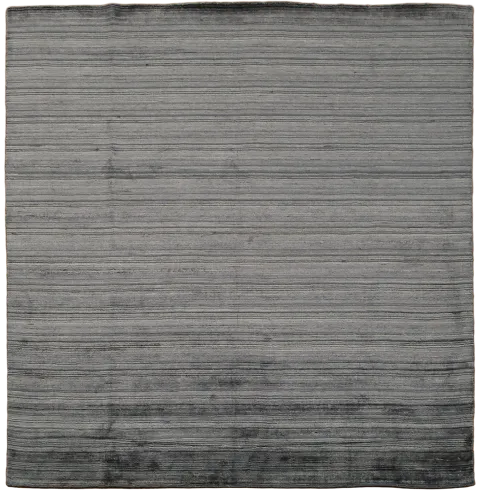 Sophisticated Charcoal Grey Gabbeh Striped Square Rug 8x8
