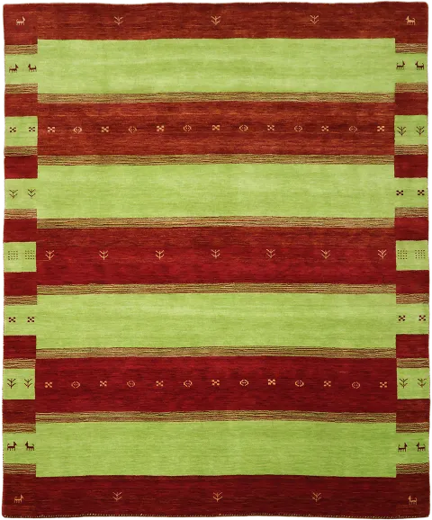 Green & Red Striped Gabbeh Tribal Area Rug 8x10