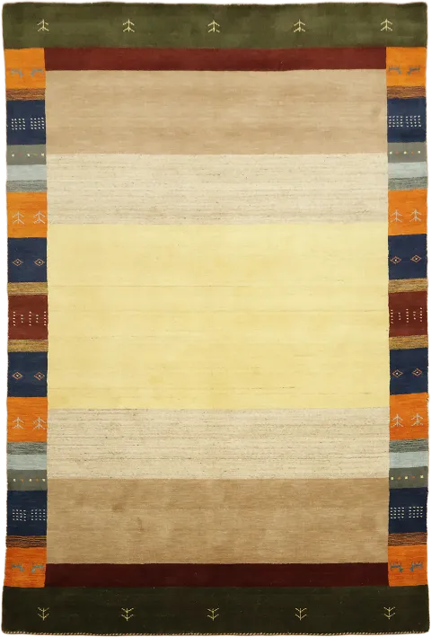 Handcrafted Vibrant Gabbeh Rug with Multicolor Border Design 7x10