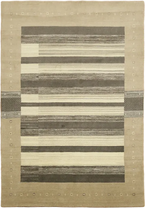 Gabbeh Hand-Knotted Area Rug in Neutral Tones 7x10