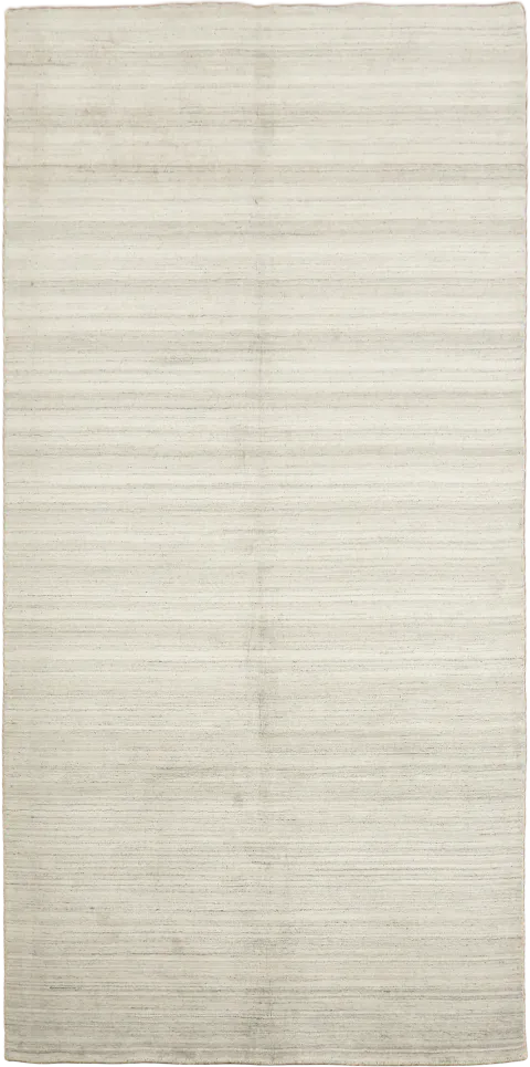 Sleek and Subtle Ivory and Silver Grey Striped Rug for a Contemporary Space 6'x12'