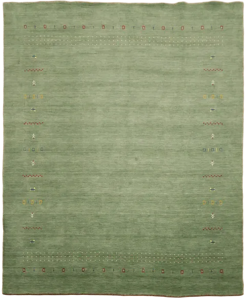 Traditional Green Gabbeh Area Rug Featuring Delicate Embellishments 8x10