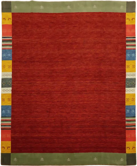 Contemporary Red Rug with Colorful Sides for Living Spaces 8x10
