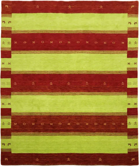 8x10 Red & Green Striped Gabbeh Tribal Area Rug