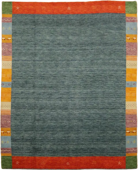 Gabbeh Tribal Area Rug with Gray Blue Center 8x10