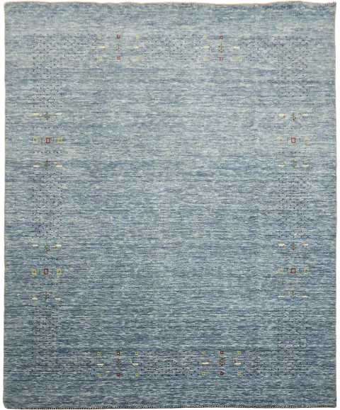 Luxurious Sky Blue Gabbeh Rug with Subtle Patterned Accents 8x10