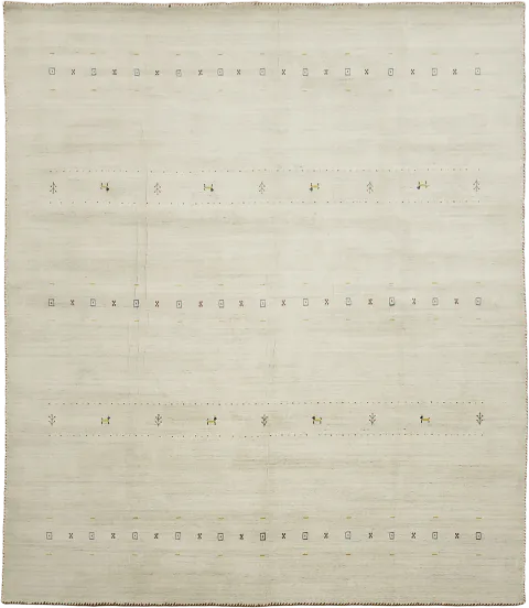 Minimalist White Rug with Elegant Linear Design Accents 8x10