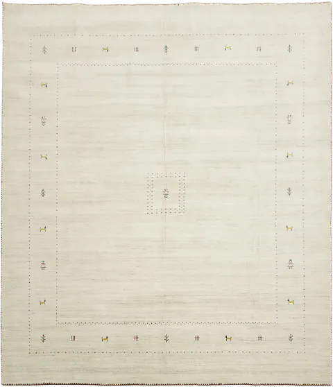 Modern Neutral White Rug Featuring Artistic Geometric Embellishments 8x10