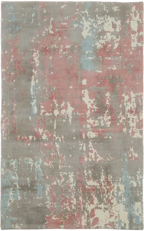 5x8 Contemporary Abstract Rug with Pink & Blue Accents
