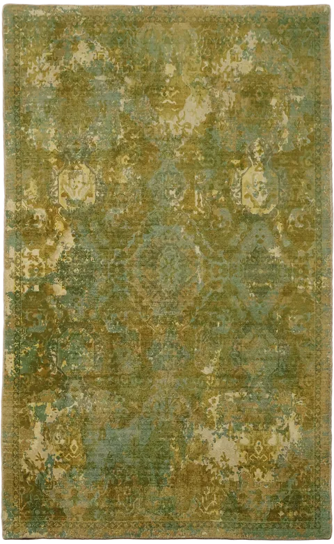 Olive & Gold Abstract Wool Area Rug 5x8