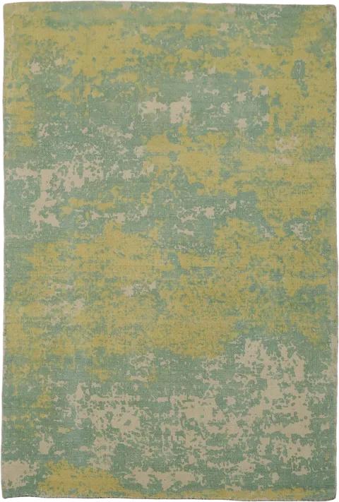 Rustic Green and Gold Abstract Rug 4x6