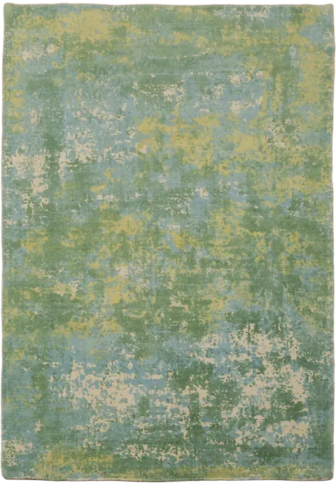 4x6 Abstract Wool Rug with Green & Blue Tones