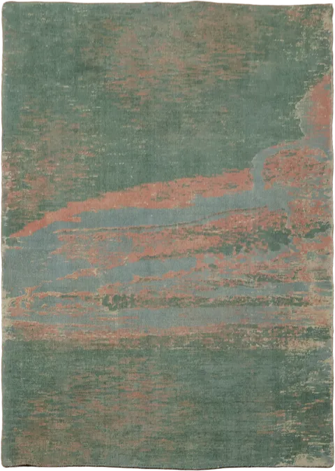 Teal & Coral Contemporary Abstract Rug 4x6