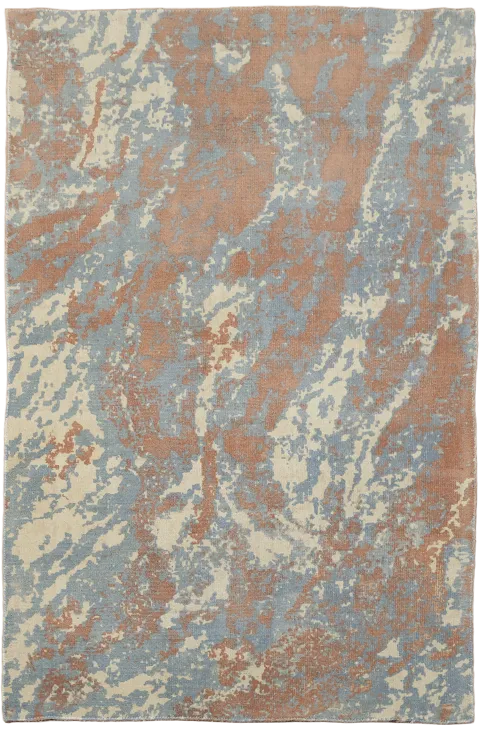 Abstract Accent Rug with Terracota & Blue Accents 4x6