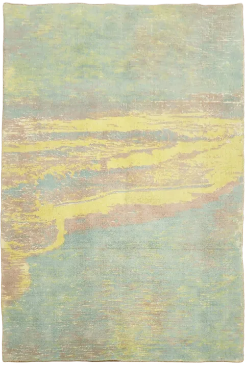 4x6 Yellow & Soft Blue Abstract Rug