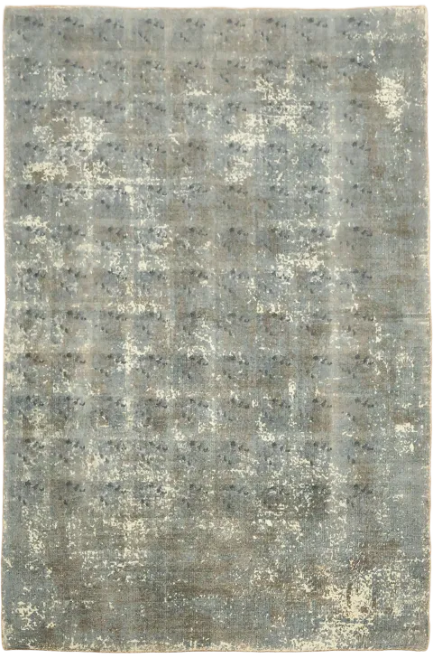 4x6 Modern Abstract Rug in Gray & Blue Tones