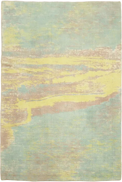 Soft Yellow & Blue Modern Abstract Rug 4x6