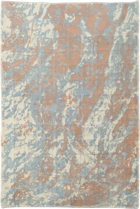 4x6 Abstract Rug in Soft Blue & Terracotta Tones