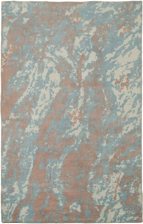 Contemporary Light Blue & Pink Abstract Rug 4x6