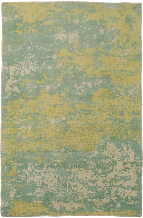 Distressed Green & Yellow Abstract Rug 4x6
