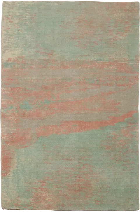 Soft Green & Pink Abstract Rug 4x6