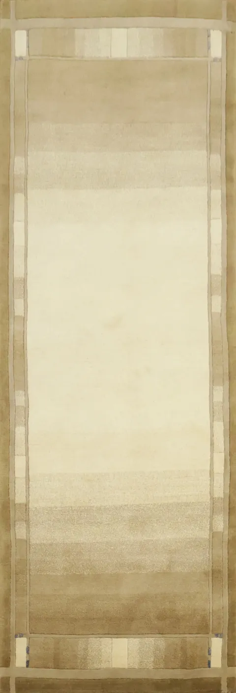 Cream & Gold Nepalese Runner Rug 3x8