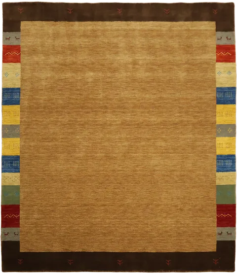 Elegant Multicolor Striped Border Wool Rug for Modern Homes 9' 10'' X 8' 6''