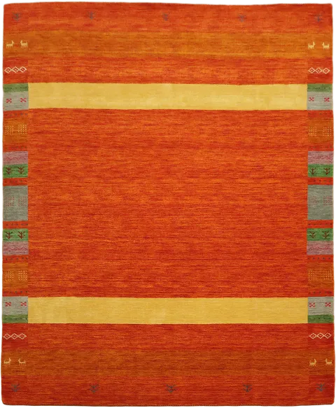 Orange & Yellow Hand-Knotted Gabbeh Area Rug 8x10
