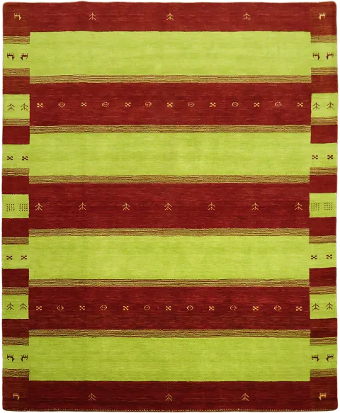Modern Green & Red Striped Gabbeh Tribal Area Rug 8x10