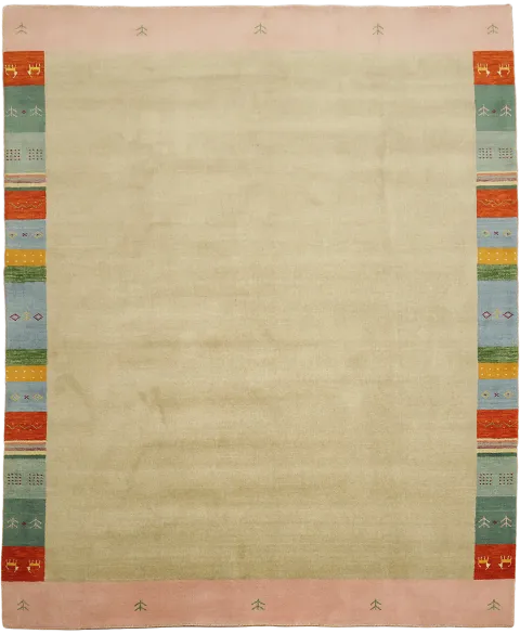 8x10 Modern Gabbeh Area Rug with Calming Beige Center