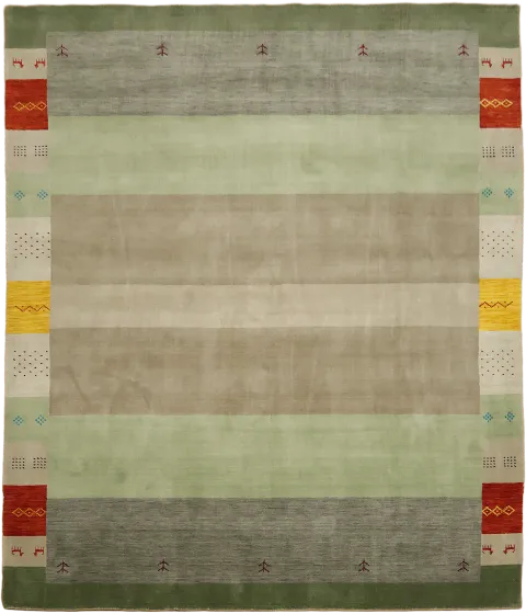 Sage Green Striped Modern Gabbeh Area Rug 8x10