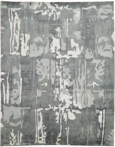 Gray and White Modern Design Nepalese Rug for Trendy Living Spaces 9x12