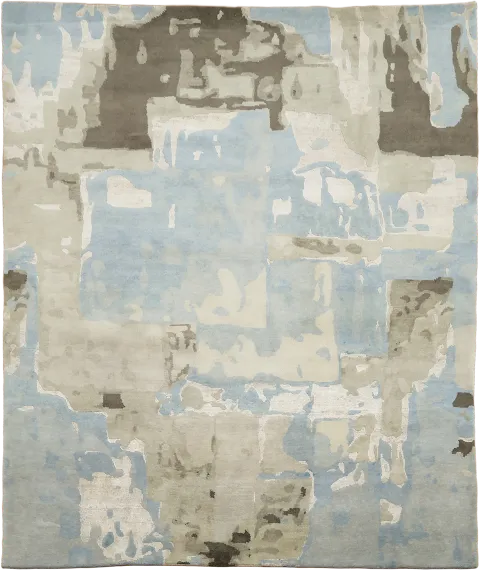 Abstract Blue and Gray Rug for Contemporary Living Spaces 8x10