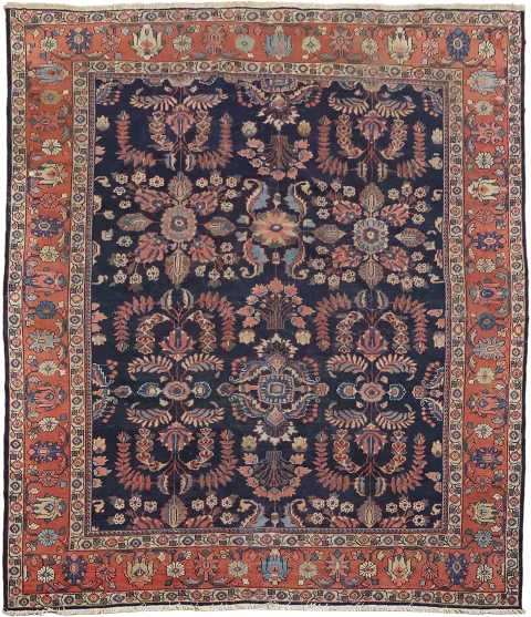 9x10 Antique Mahal Perian Wool Area Rug Navy Blue