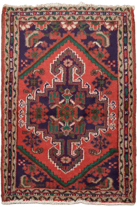Vintage Wool Hamedan Persian Rug 3x4