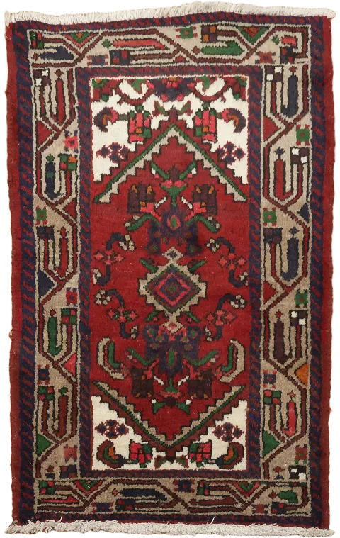 Wool Hamedan Persian Rug 2x4