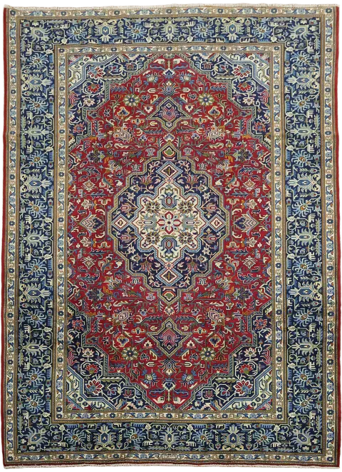 Geometric Vintage Wool Tabriz Persian Rug 8x11