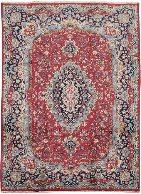 Vintage Floral Wool Kashan Persian Rug 8x12
