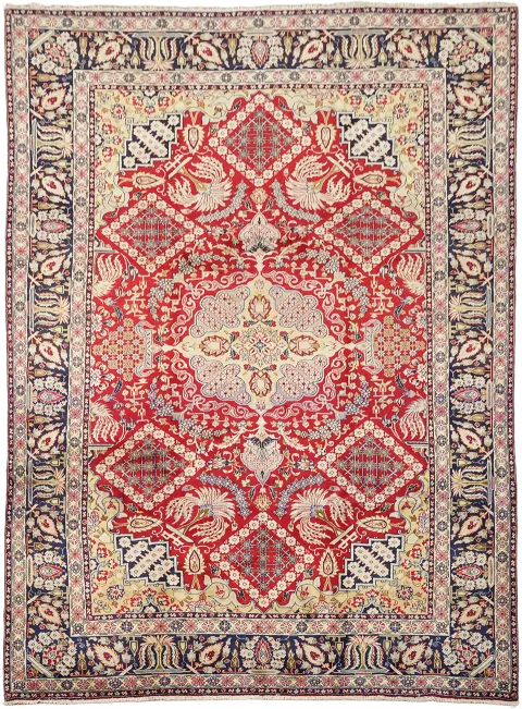 Geometric Vintage Najafabad Persian Wool Area Rug 10x13
