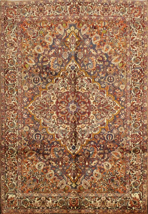 Blue Wool Vintage Bakhtiari Persian Area Rug 8x11