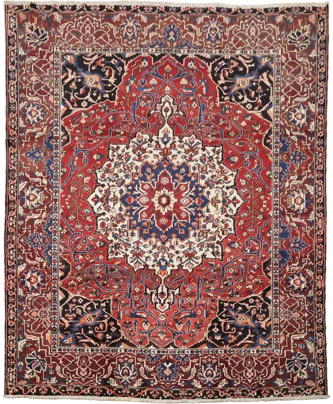 Geometyric Wool Bakhtiari Persian Large Vintage Rug 11x13