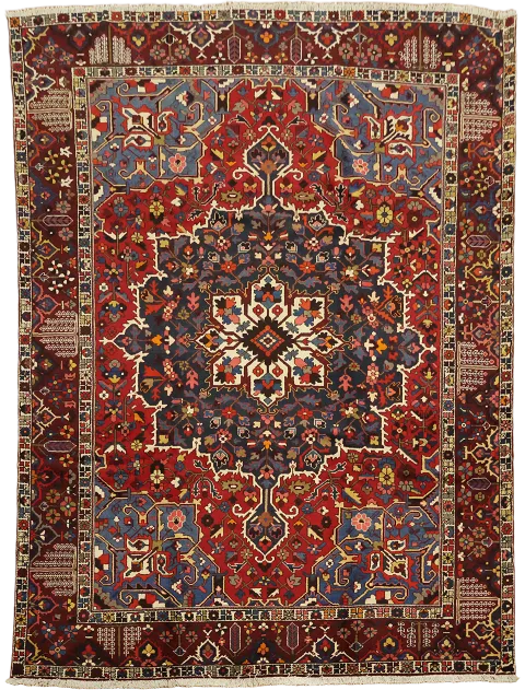 Geometric Wool Vintage Bakhtiari Persian Area Rug 10x13