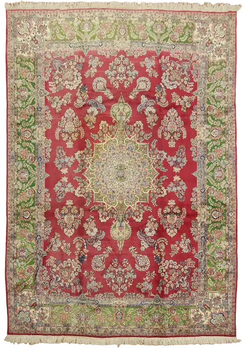Wool Floral Vintage Kerman Persian Area Rug 10x14