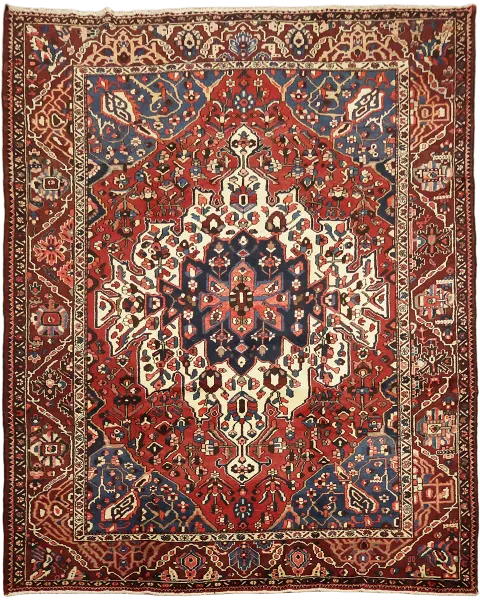 Wool Bakhtiari Persian Vintage Wool Area Rug 10x13