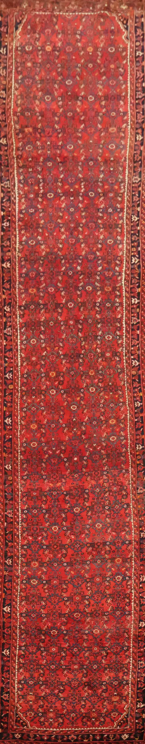 Vintage Palace Size Hamedan Persian Runner Wool Rug 4x20