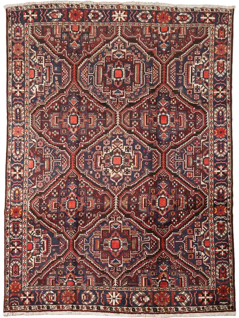 Vintage Wool Bakhtiari Persian Area Rug 10x14
