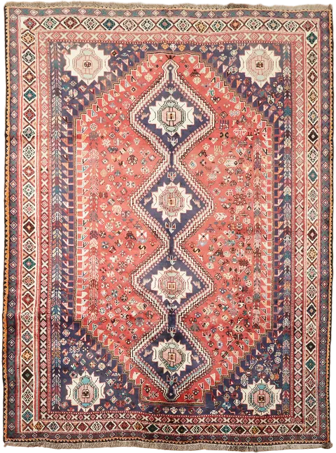 Tribal Vintage Wool Shiraz Persian Area Rug 7x9