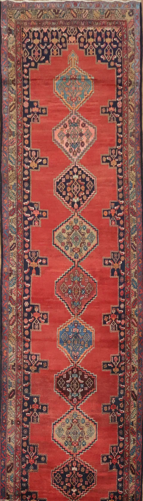 Palace Size Vintage Wool Hamedan Persian Runner Rug 5x16